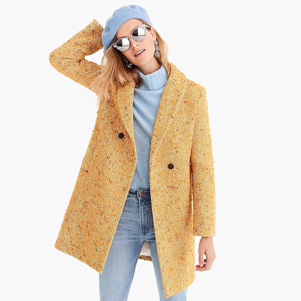 NWT J Crew Daphne Italian Tweed Coat Yellow